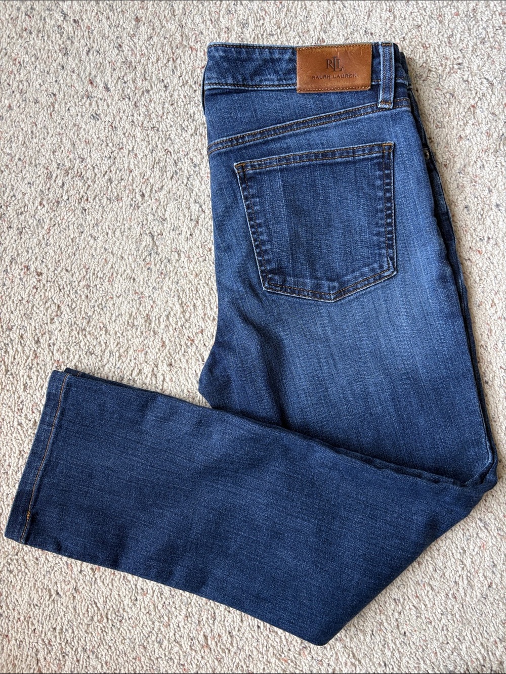 Ralph Lauren Women's Dark Blue Wash Classic Straight-Leg Jeans Size 8